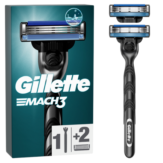 Gillette Mach3 Men's Razor Handle, 1pc & Razor Blade Refills  2 copë