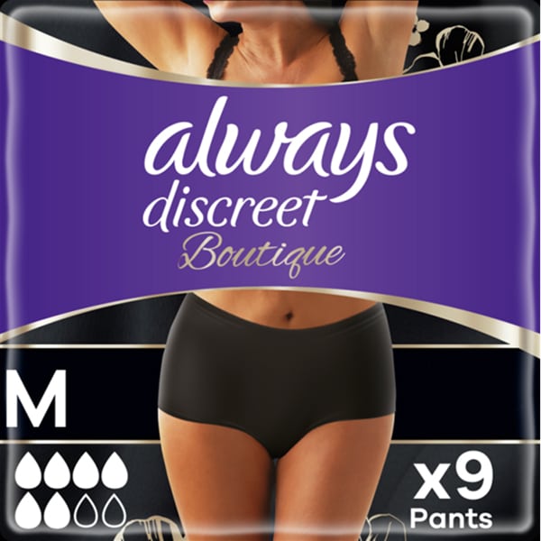 Always Discreet Boutique Medium Incontinence Diapers in Black  9 copë