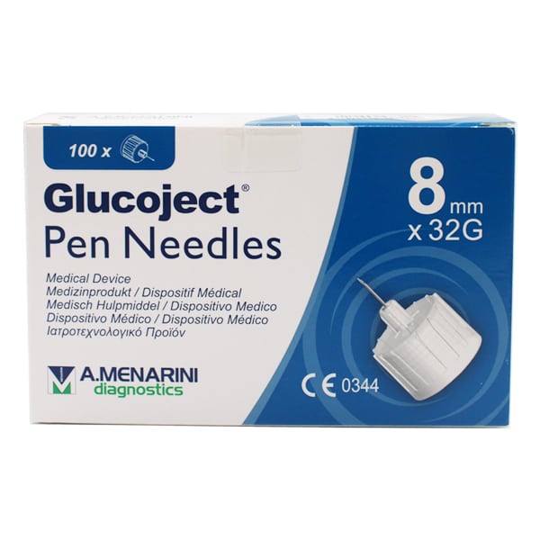 Menarini Glucoject Pen Needles 8mm x 32g  100 copë