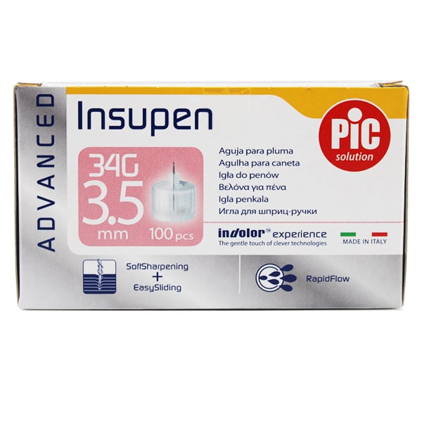 Insupen Advanced Insulin Pen Needles 34G x 3.5mm  100 copë