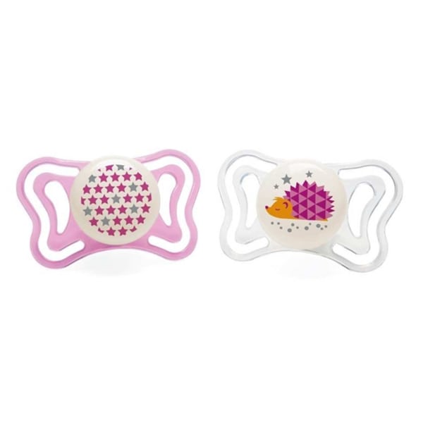 Chicco Physio Forma Light (71035-41) Ergonomic Soother Silicone Teat 16-36m  2 copë - Transparente-Fuksia