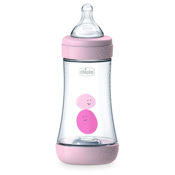 Chicco Perfect 5 Anti-Colic Plastic Bottle Medium Flow 2m+  240ml - Rozë