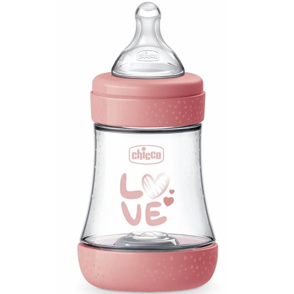 Chicco Perfect 5 Plastic Anti-Colic Bottle with Silicone Nipple for 0+ months  150ml - Rozë