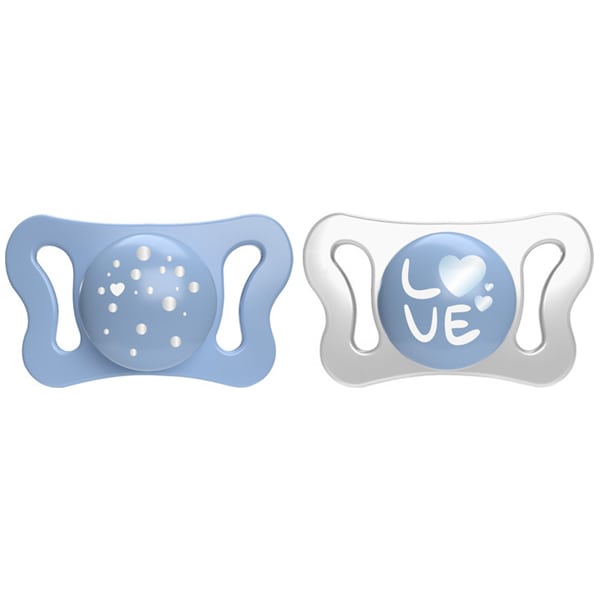 Chicco Physio Forma Micro Silicone Soother 0-2m  2 copë - Blu e çelët - Transparente