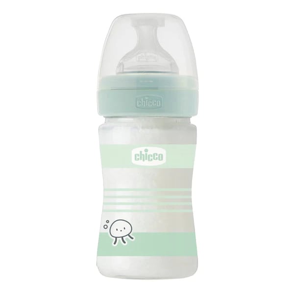 Chicco Well Being Baby Bottle Anti-Colic System Glass 0m+  150ml - Blu e Çelët