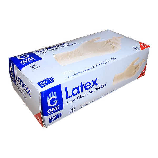GMT Super Gloves Powdered Latex Non-Sterile  100 copë