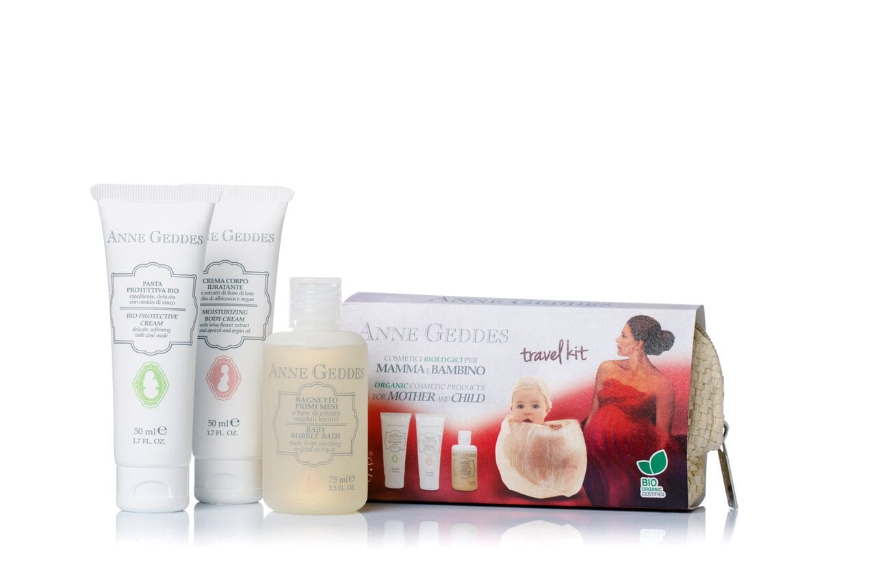 Anne Geddes Travel Kit BIO Diaper Changing Cream, 50ml & Moisturizing & Regenerating Body Cream, 50ml & Baby Shower Gel  75 ml