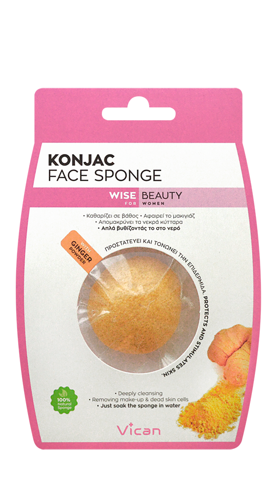 Vican Wise Beauty Konjac Face Sponge with Ginger Powder  1 copë