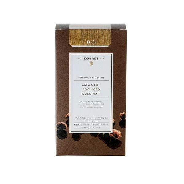 Korres Argan Oil Advanced Colorant with Pigment-Lock Technology 8.0 Light Blonde  50 ml