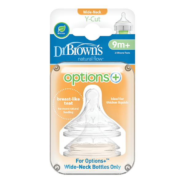 Dr. Brown's Silicone Teat for Wide Neck Bottle 9m+ Y-Cut (Y201)  2 copë